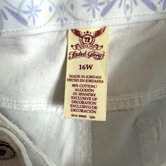 Faded Glory Cropped White Jean Pants  Women 16W Mid Rise Stretch NWOT - Picture 7 of 7